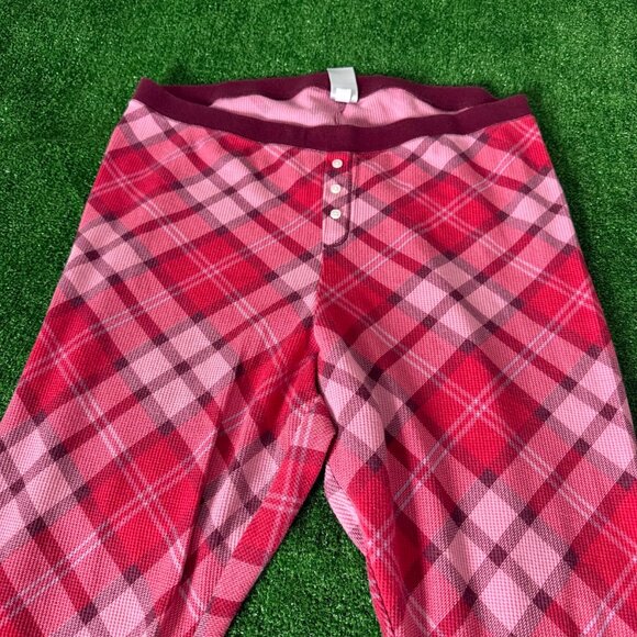 Old Navy Elastic Waist Pink Plaid Thermal Knit Pajama Pants Loungewear Size XXL - Picture 6 of 11